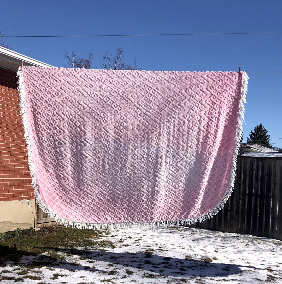 Vintage Chenille Bedspread Full Size Chenille Bed Cover Pink Etsy