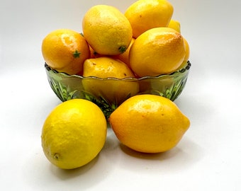 Vintage Faux Fruit, Faux Lemon Kitchen Decor, Artificial Fruit, Realistic Fruit Lot, Home Decor Staging, Lot of 17 Faux Lemons