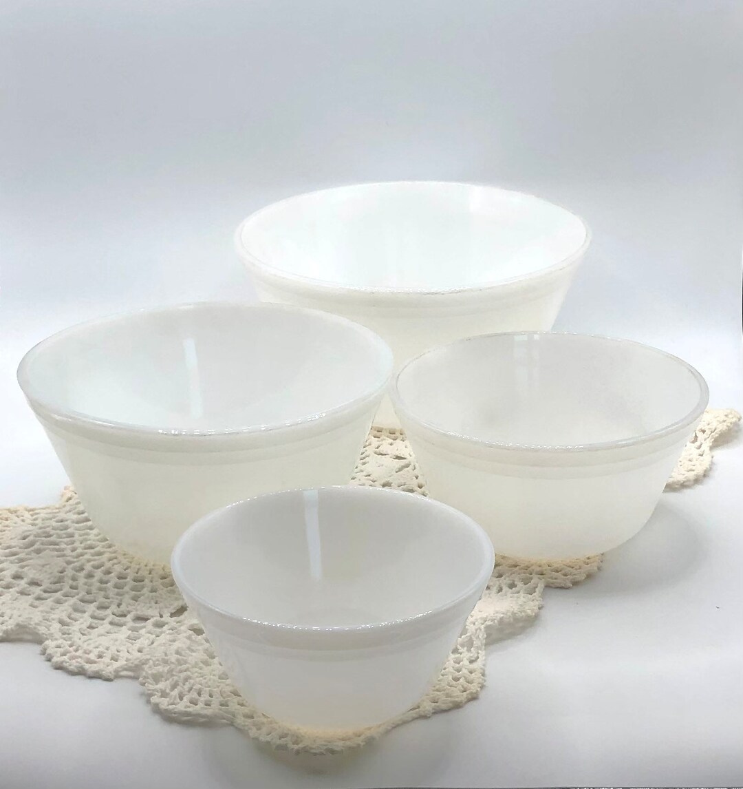 Vintage Federal Glass Milk Glass Mixing Bowls Nesting Bowl Etsy