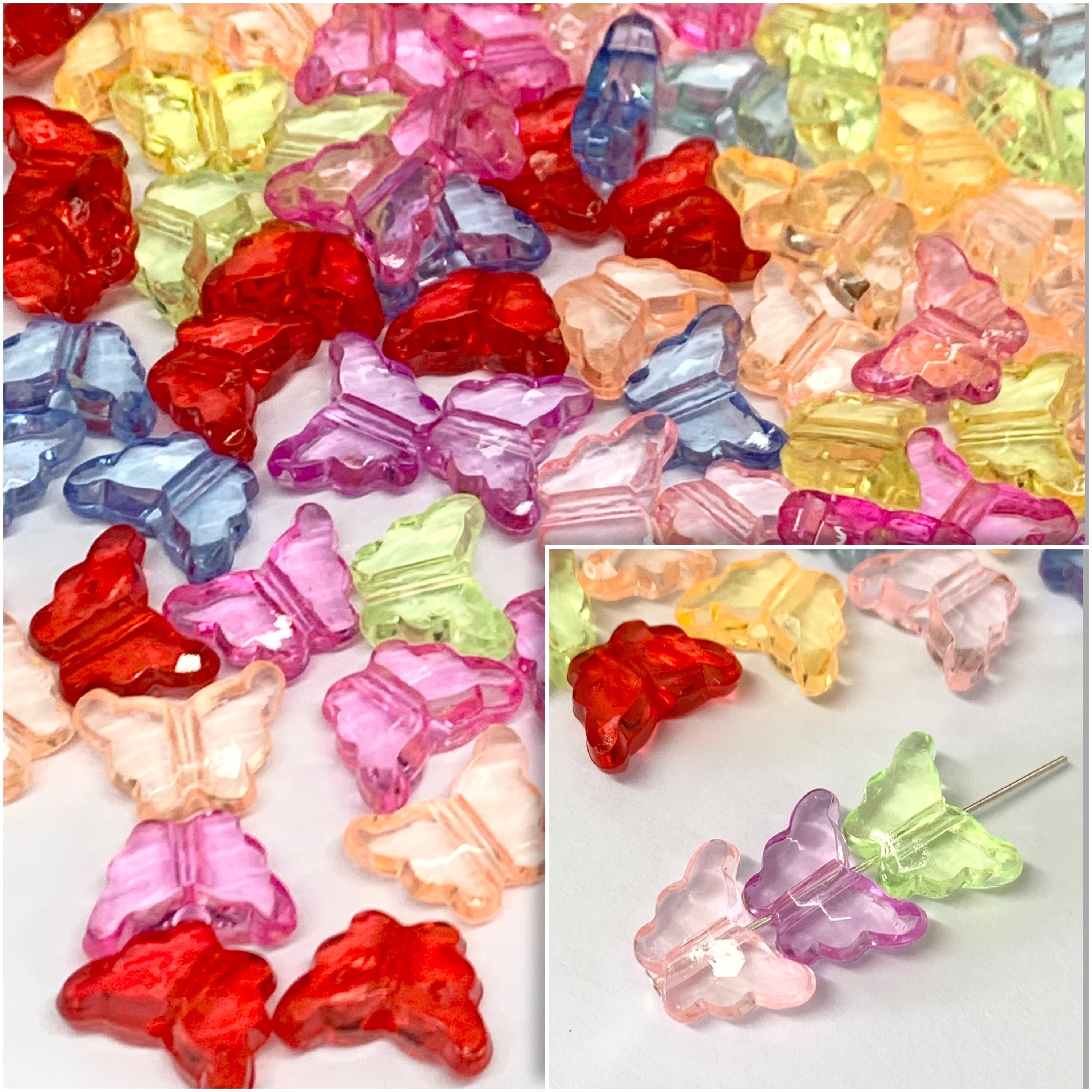 Rainbow Butterfly Beads/40 Beads Etsy