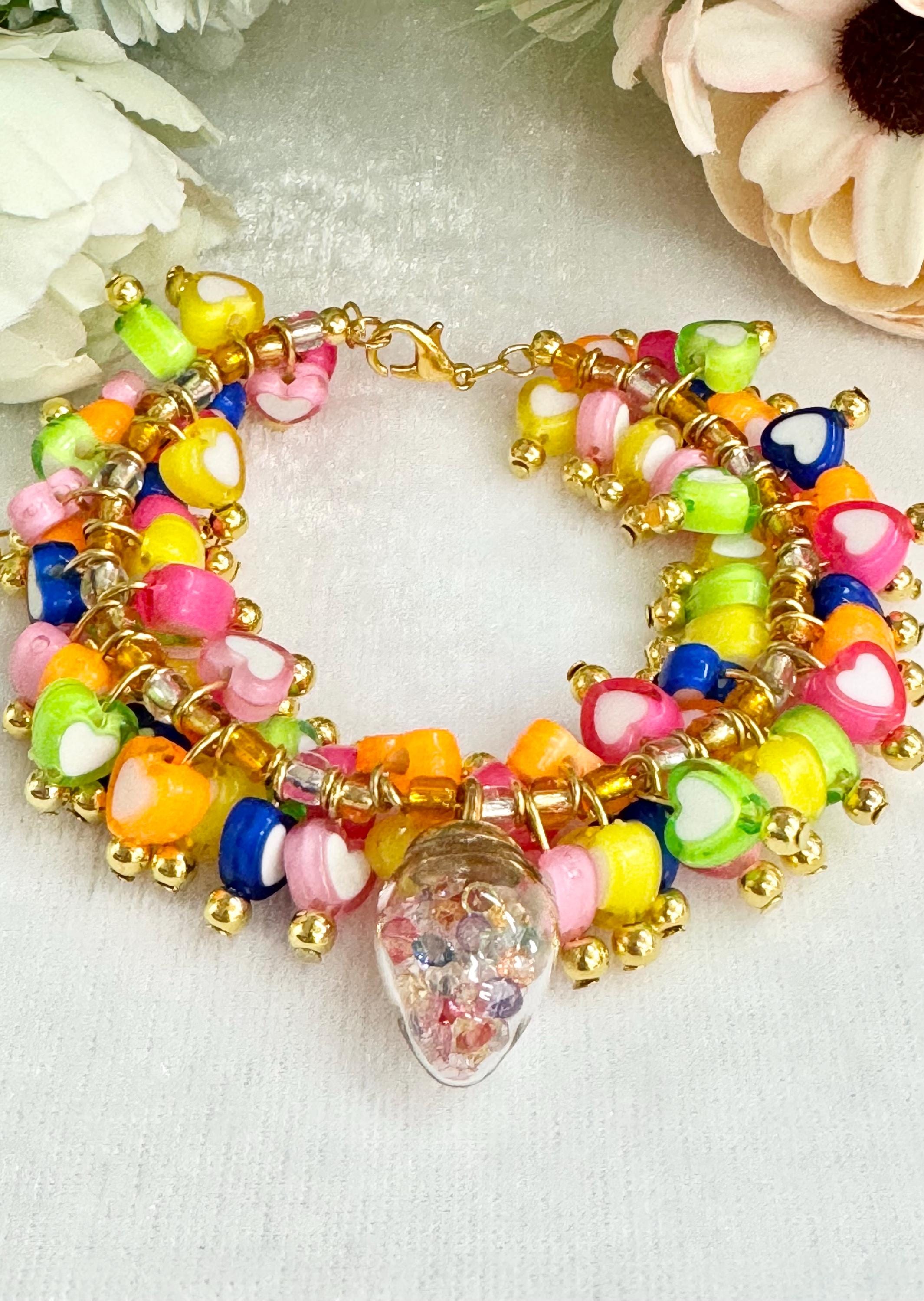 レインボーキャンディハートブレスレット - Etsy 日本