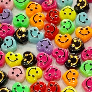 Rainbow Smiley Heart Beads