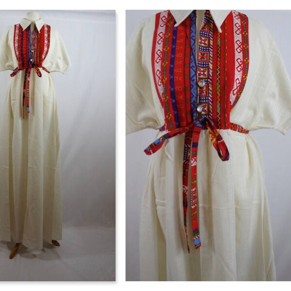 1970's Navajo Folk Style Maxi Dress 