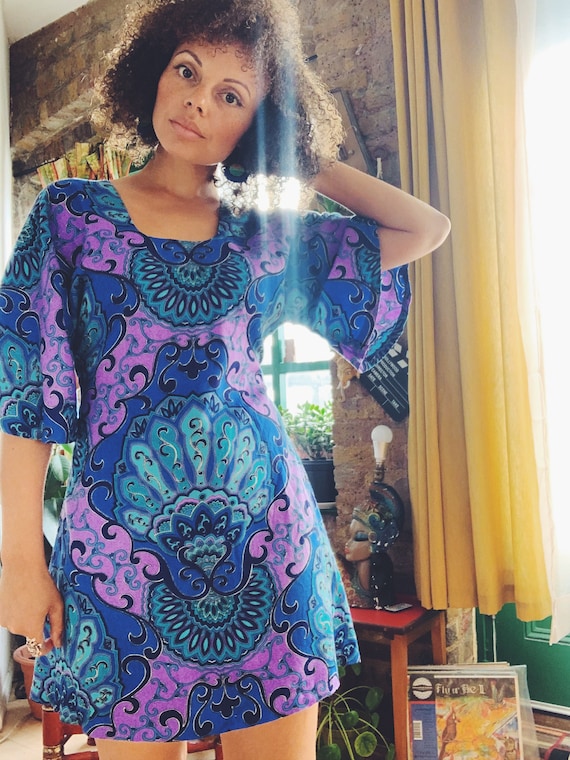 psych Purple 70s Mini Dress