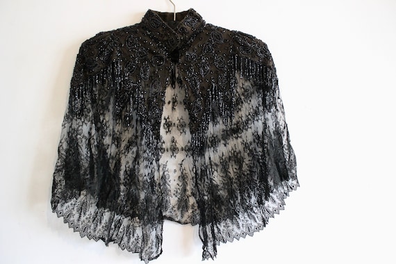 Victorian Black Lace beaded cape