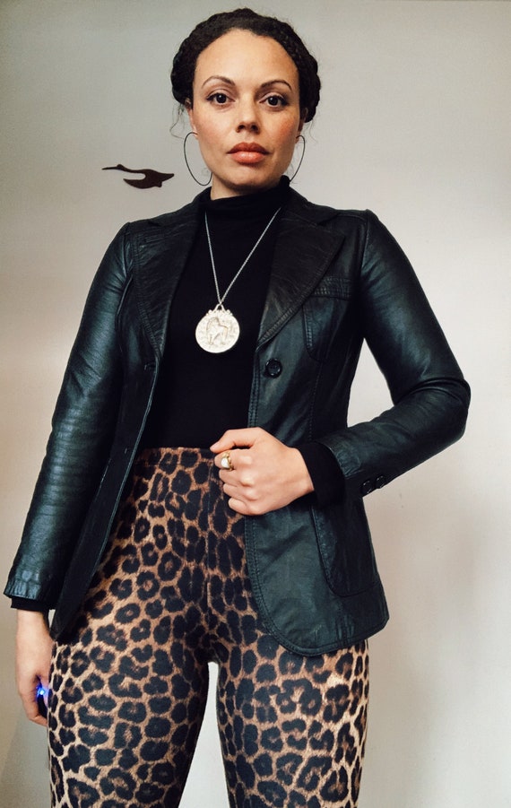 70's Black Leather Shirt/Blazer Jacket