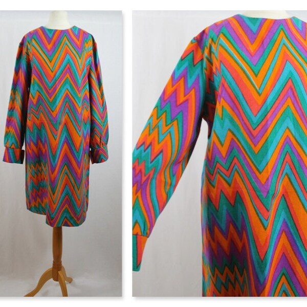 Psych 1970's Multi colour Shift Dress Groovy Love 