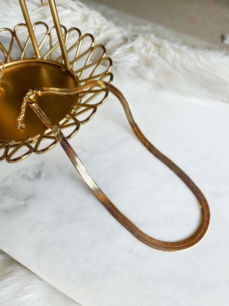 Gold Herringbone Gold Snake Necklace Snake Necklace Herringbone Necklace Herringbone Chain.