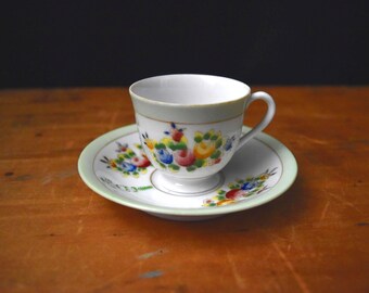 Occupied Japan Demitasse Cup and Saucer Set: Floral China