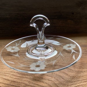 Etched Clear Glass Serving Tray, Vintage Serving Tray, Special Occasion Serving