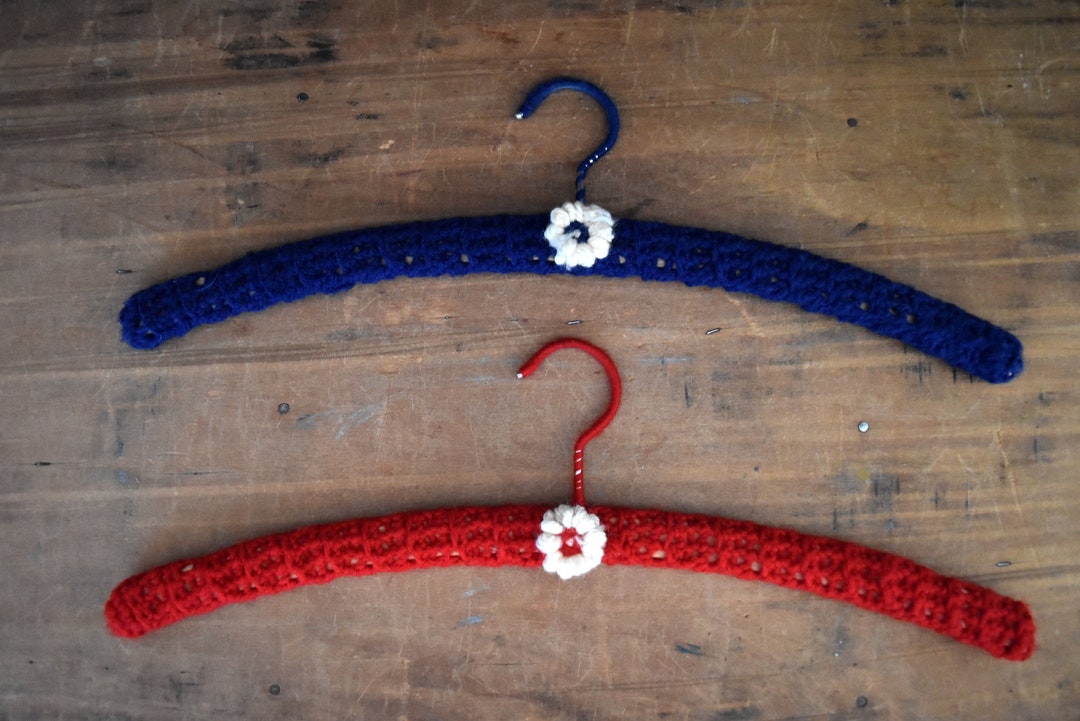 Vintage Crochet Hangers Crochet Wood Hangers Retro Crochet Hangers Etsy