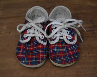 red and black checkered shoes