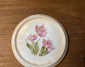 Three Crown China Tea Trivet: Floral Lusterware, Germany 1919
