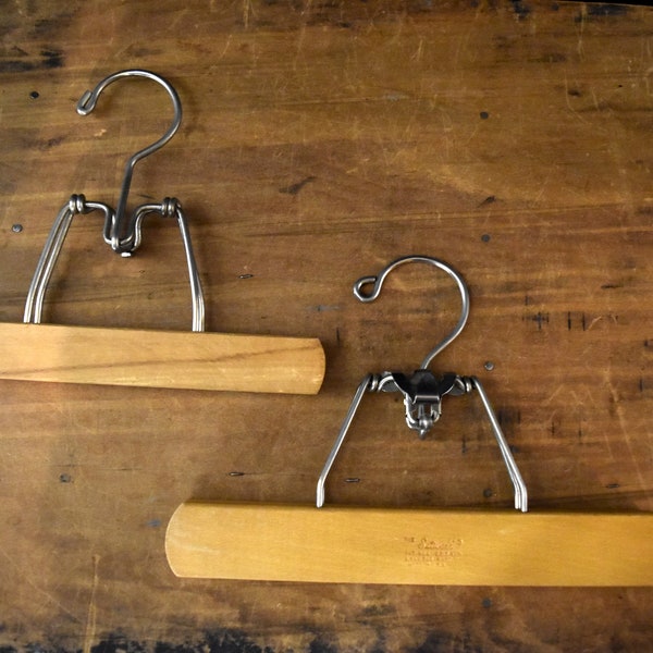 Vintage Wood Pant or Skirt Hangers - Clamp Display Hangers - Sewing Room Decor - Vintage Shop Display - Laundry Room Decor