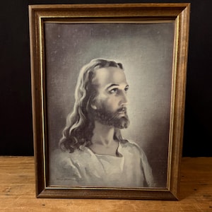 Vintage Jesus Print Warner Sallman 1941,  Jesus Print Lithograph, Vintage Religious Print