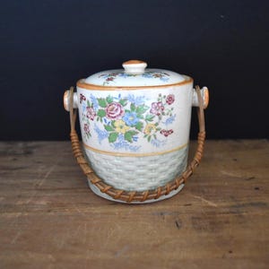 Hand Painted Japan Biscuit Jar, Vintage Biscuit Jar, Hand Painted Biscuit Jar