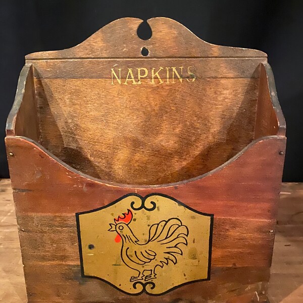 Woodcrest by Styson Wooden Napkin Holder - Vintage Wooden Napkin Holder - Vintage Rooster Napkin Holder - Vintage Kitchen