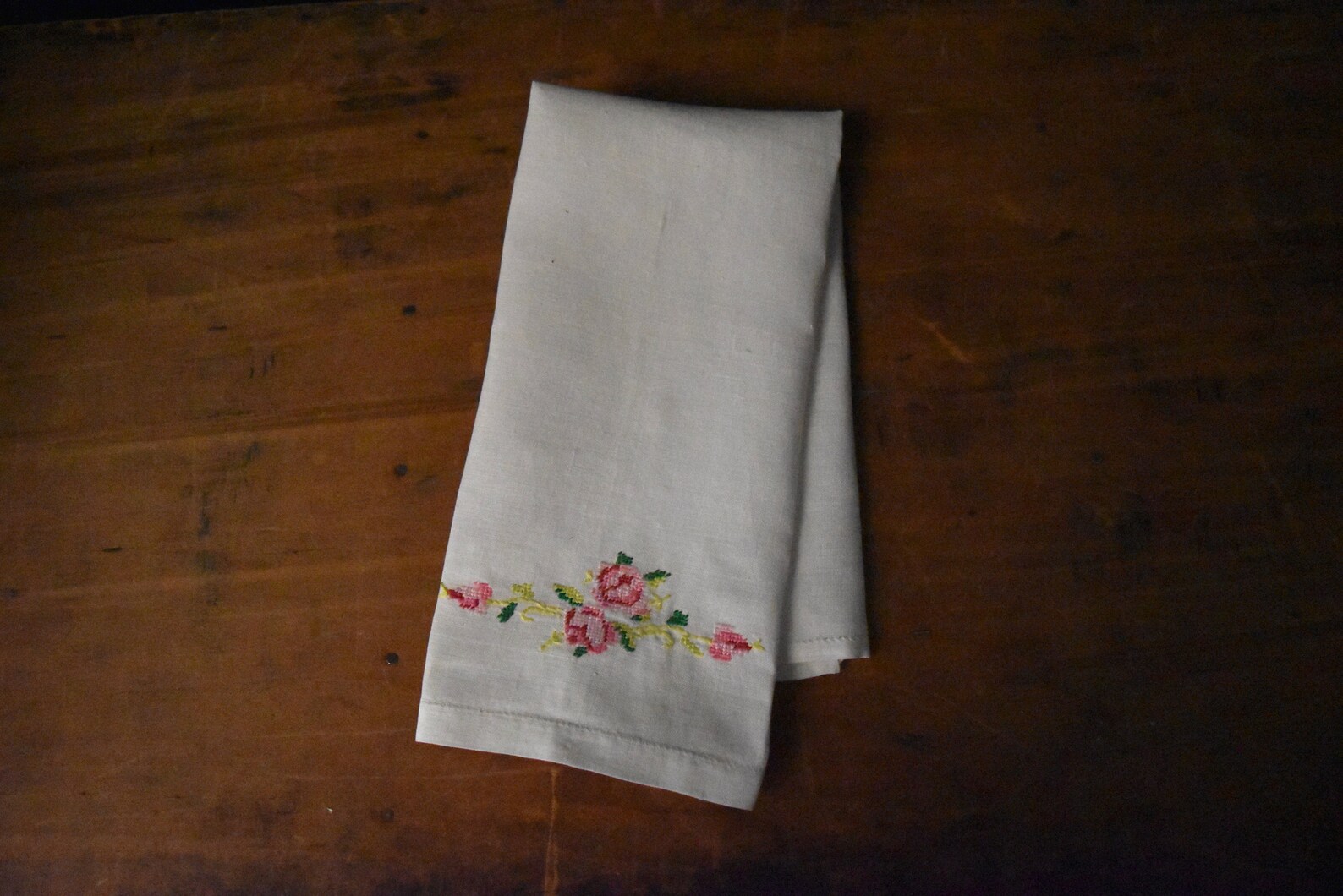 Cross Stitch Fingertip Towel Vintage Hand Stitched Fingertip Etsy