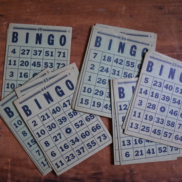 Vintage Bingo Cards - Set of 3 Bingo Cards - Mixed Media Supply - Scrapbook Craft Supply