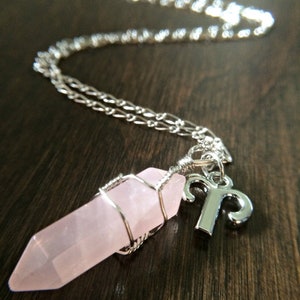 Zodiac Crystal Necklaces, Amethyst Sterling, Rose Quartz, Opalite, Moonstone necklace, Birthstone Necklace Gemstone Bridal Necklace gift