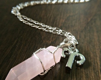 Zodiac Crystal Halsband: Ametist, Rosenkvarts och Silverberlock