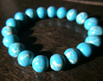 Turquoise Blue Sea Sediment Jasper bracelet Meditation bracelet Mala Yoga Spiritual Jewelry Zen