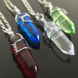 Kristallhalsband Elementarsmycken Eld Vatten Luft Jord Kristallelement Halsband eller Choker