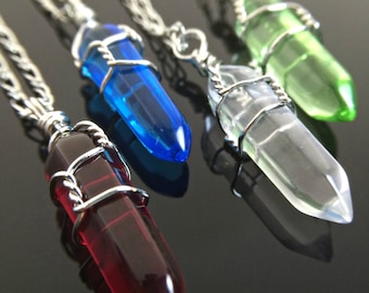 Kristallhalsband Elementarsmycken Eld Vatten Luft Jord Kristallelement Halsband eller Choker