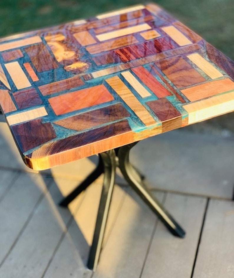 Epoxy Resin and Wood End Table 2 Etsy