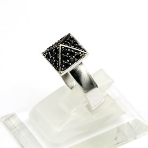 Sif Jakobs, Black Zirconia Sterling Silver Ring, Copenhagen | size: 7.5