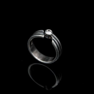 Vintage Danish Jens J. Aagaard Silver 925 Women&#39;s Ring w  Zircon Sz 6.75