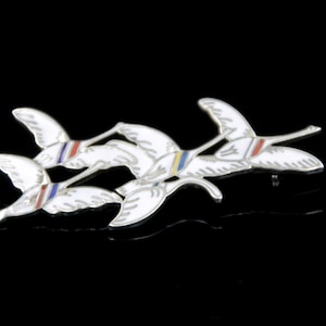 Erik Magnussen Denmark Flying Geese Brooch Pin Danish Sterling Enamel Jewelry