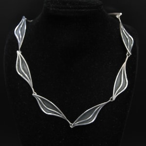 Vintage 1950s Rudolf Andresen Denmark Handmade Oxidized Sterling Silver Necklace