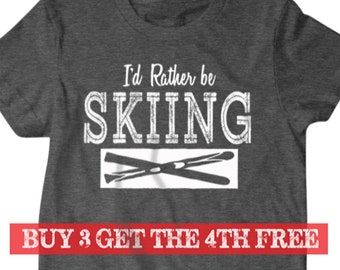 Skiing shirt, Skiing gifts, I'd rather be skiing, Hilarious shirts for Hilarious people 9