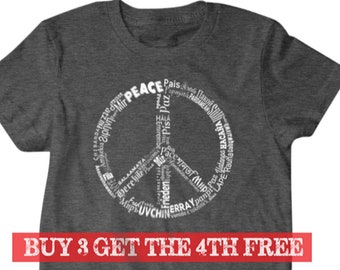 Just Here For Peace Sign Distressed Logo Womens Tee Shirt
