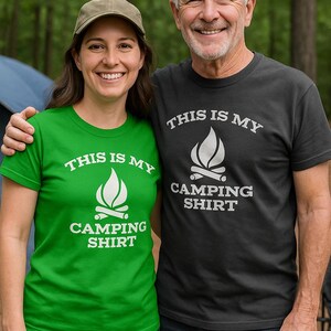 Funny Camping Shirt | “This Is My Camping Shirt” Tee for Men & Women | Weekend Camper Gift | Outdoors Humor Shirt | Camp Life Tee
