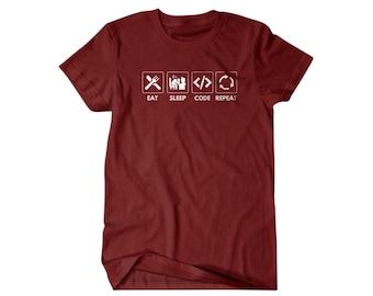 Eat sleep code repeat T-shirt, Computer guy gift, Funny Geek t shirt, Computer coder gift 470