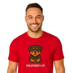 Rottweiler Shirt – &quot;Property of [Pet’s Name]&quot; Custom Dog Owner Gift | Funny Dog Mom Tee | Personalized Rottie Shirt | Dog Name T-Shirt