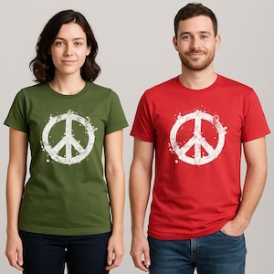 Camiseta con el símbolo de la paz: camiseta hippie retro para hombre y mujer, camiseta gráfica vintage de los 70, regalo bohemio para festivales. imagen 1
