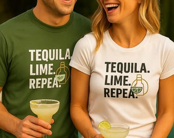 Tequila Lime Repeat Shirt for Men and Women| Funny Tequila T-Shirt | Tequila Made Me Do It Tee | Cinco de Mayo Party Shirt | Summer Gift