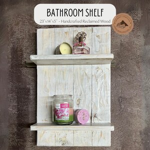 Bathroom Shelf Reclaimed White Wash Wood Shelf Rustic Wood Shelf Rustic ...