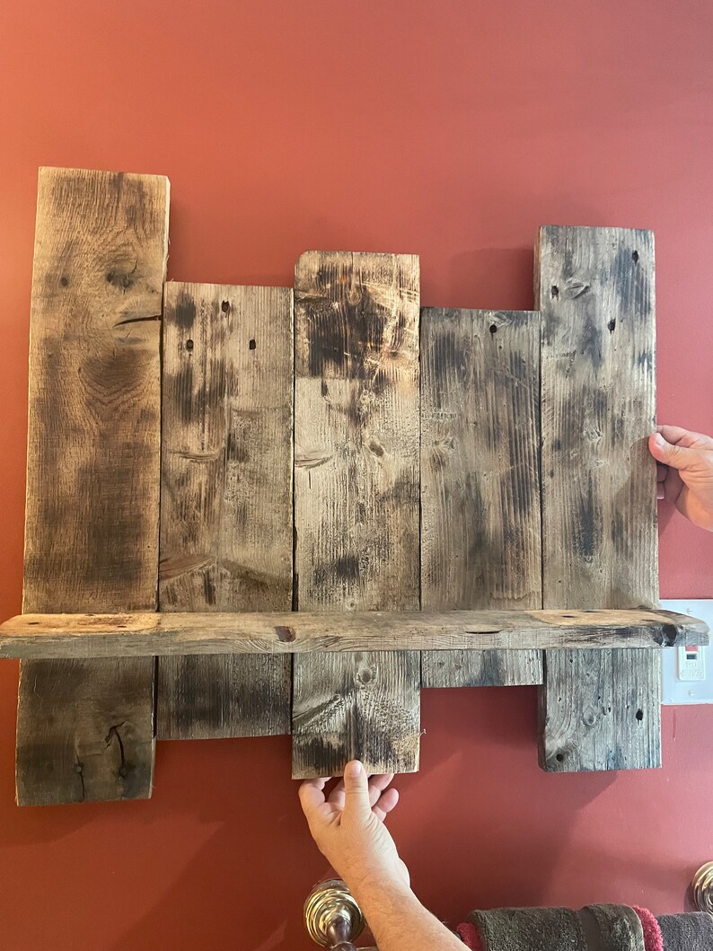 Visual Reference: Wide Rustic Pallet Shelf Pallet Shelf Bathroom Shelf
