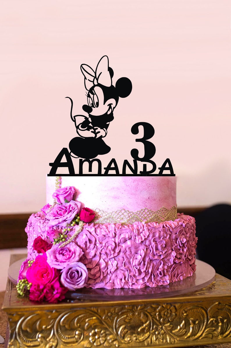 Minnie Mouse Birthday Cake Topper Personalized Birthday Cake Etsy