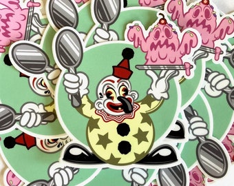 Sprinkles The Clown Vinyl Sticker Retro Horror/Monster Art | Retro Style Illustration | Weird Creature Sticker | Funny Artwork