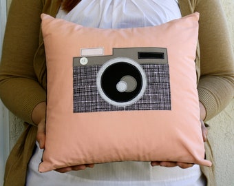 Say Cheese Handmade Camera Pillow! Mid Century Style Throw Pillow!