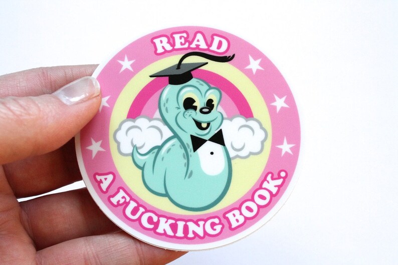 Read a Book Funny Bookworm Sticker for Book Lovers Funny Gift for Readers Funny Librarian Gift Naughty Reading Sticker Snarky Humor image 4