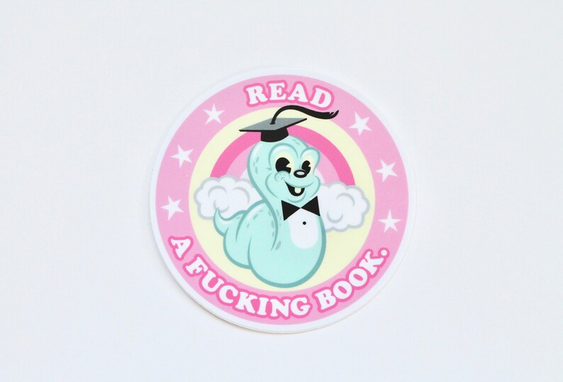 Read a Book Funny Bookworm Sticker for Book Lovers Funny Gift for Readers Funny Librarian Gift Naughty Reading Sticker Snarky Humor image 2