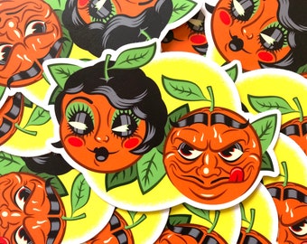 Funny Oranges Sticker | "Spring Fever" Vinyl Sticker | Retro Style Illustration | Anthropomorphic Fruit Art | Naughty Humor Sticker