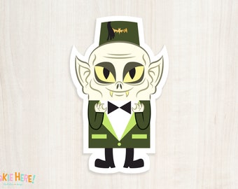 Nosferatu Boy Vinyl Sticker | Cute Retro Shriner Fez Cartoon Vampire Art Sticker for Horror Fans | Funny Nosferatu Sticker