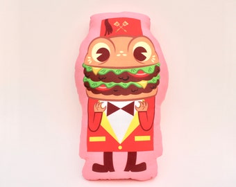 Tasty Boy Fast Food Cheeseburger Monster Handmade Plush Pillow Doll! Monster Art!